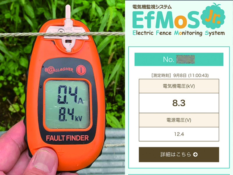 電気柵監視システム「エフモスジュニア」で電圧管理