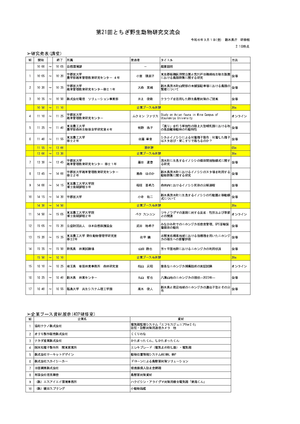 第21回とちぎ野生動物研究交流会が開催されます！